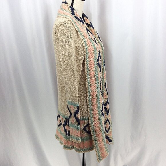 Blue B Collection Apricot Aztec Open Duster Cardigan Sweater Womens Size Medium - Picture 6 of 12